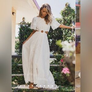 MERLETTO CUT OUT MAXI DRESS - WHITE from Petal & Pup